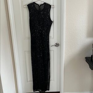Good American Black Sparkle Maxi Dress